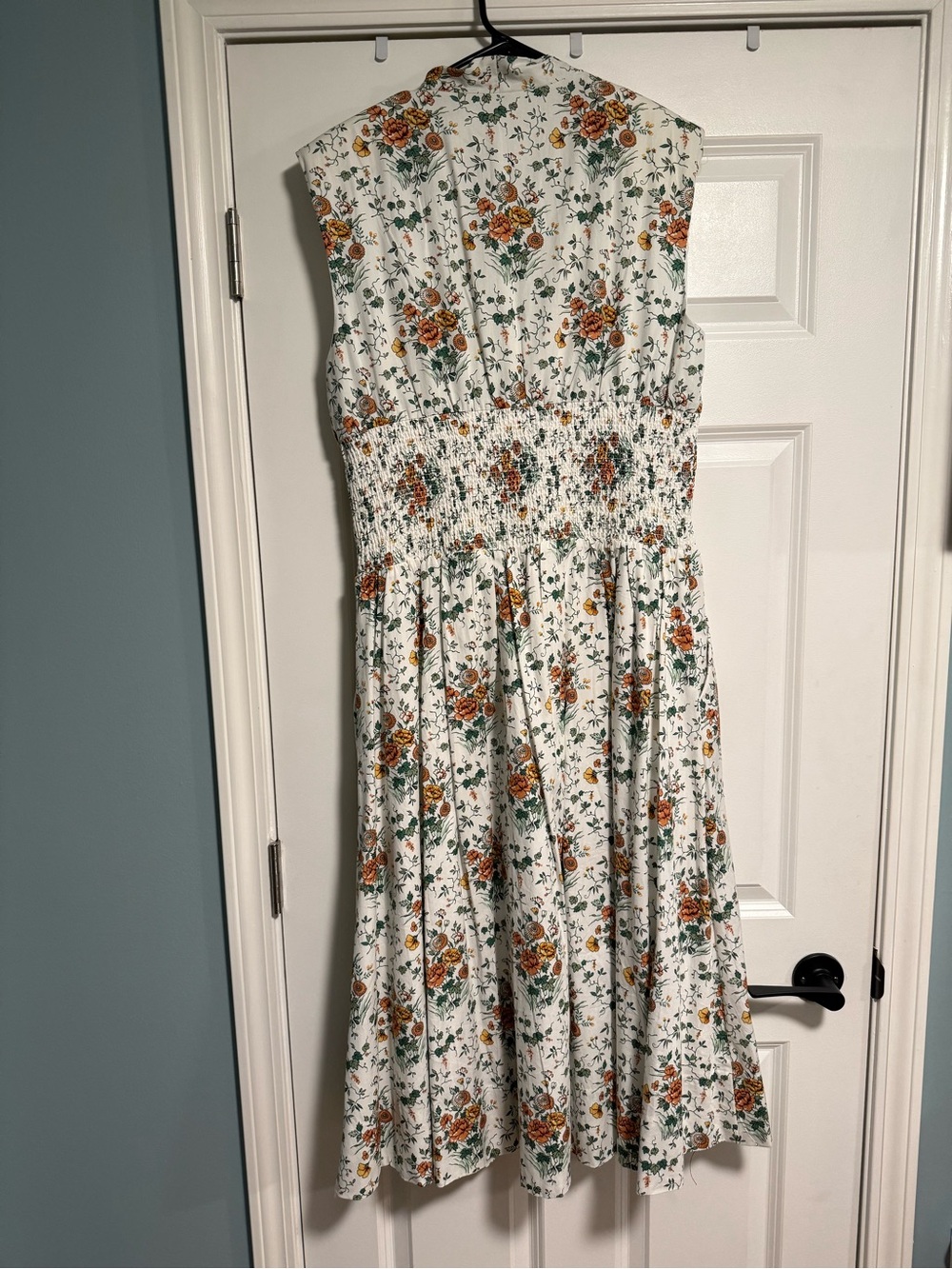 Anthropologie Maeve Tommie Cap Sleeve Smocked Front Zip Midi Dress NWT - Picture 3 of 7